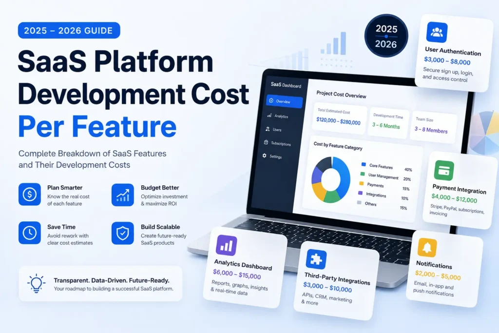 SaaS Platform Development Cost 2025 2026 Per Feature